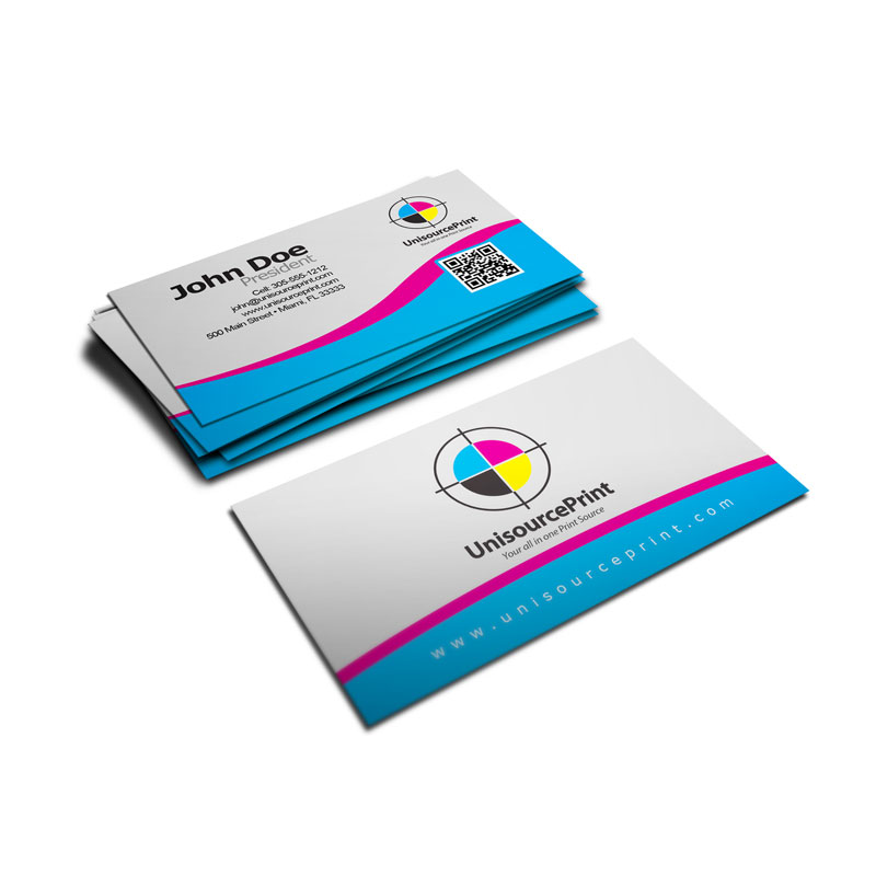 Unisource Print standard business cards shown front and back